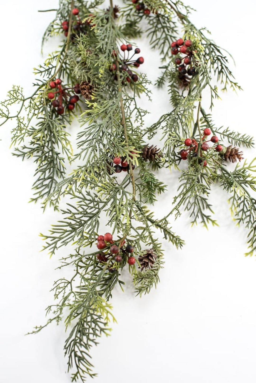 pine, cypress, red berries and cone hanging bush - Greenery MarketXG7826
