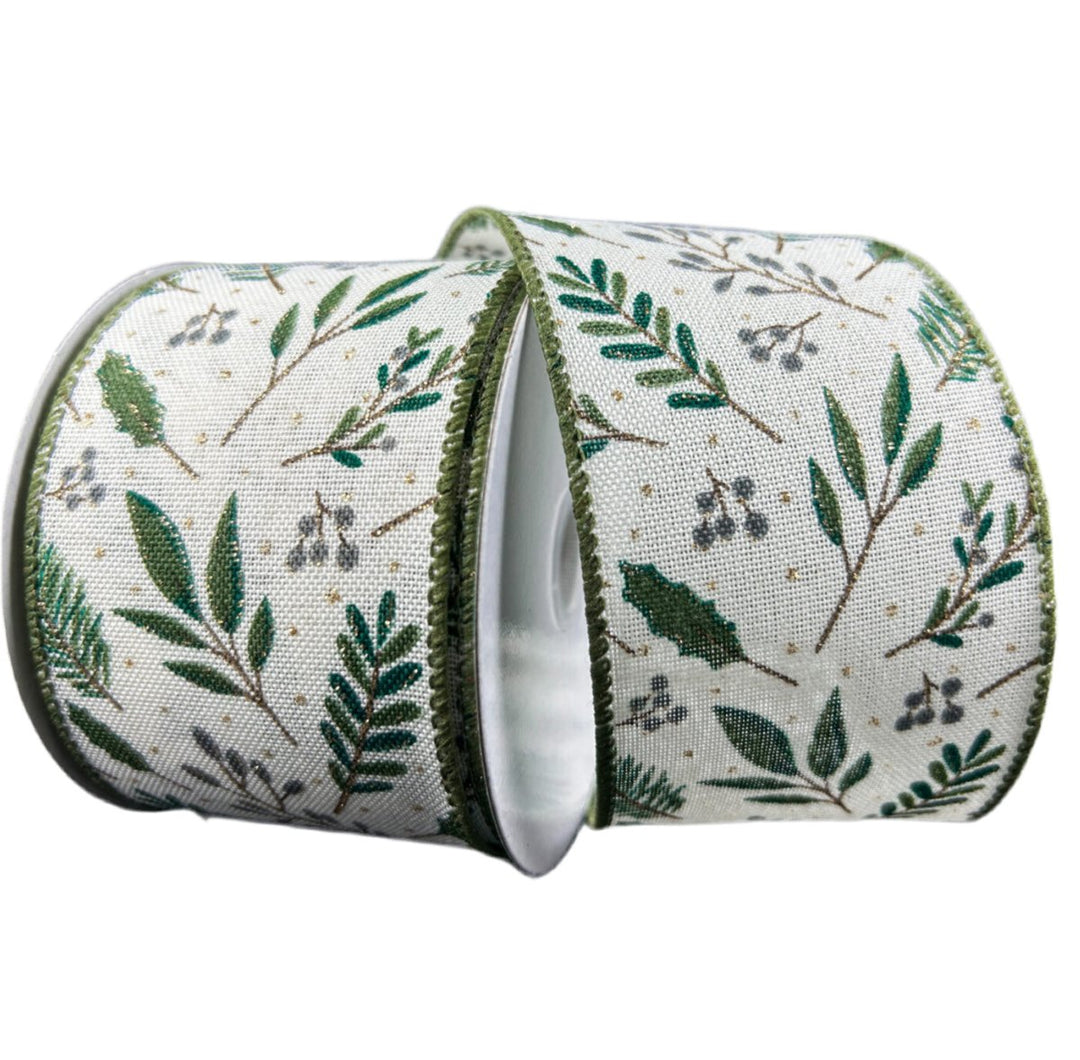 pine greenery wired ribbon 2.5” - Greenery MarketWired ribbon71475 - 40 - 51