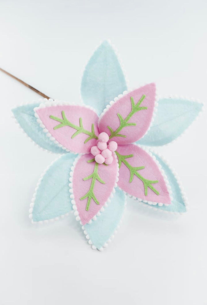 Pink and blue poinsettia stem - Greenery MarketArtificial FloraGF2684PKMTBL