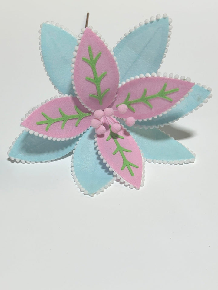 Pink and blue poinsettia stem - Greenery MarketArtificial FloraGF2684PKMTBL