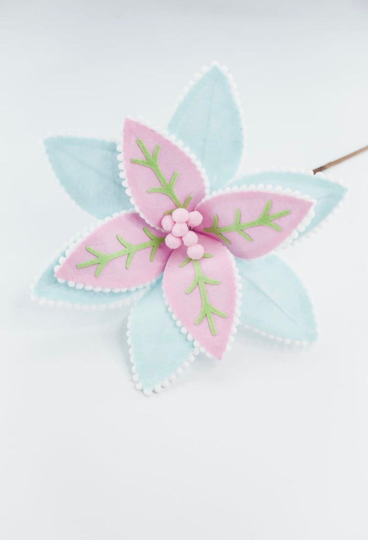 Pink and blue poinsettia stem - Greenery MarketArtificial FloraGF2684PKMTBL