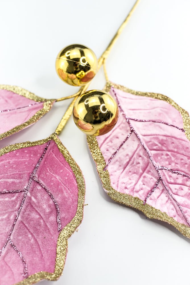 Pink and Gold Holly Leaves Spray - Greenery Market86264PKGD