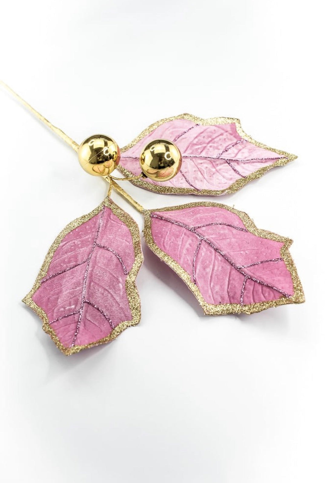 Pink and Gold Holly Leaves Spray - Greenery Market86264PKGD
