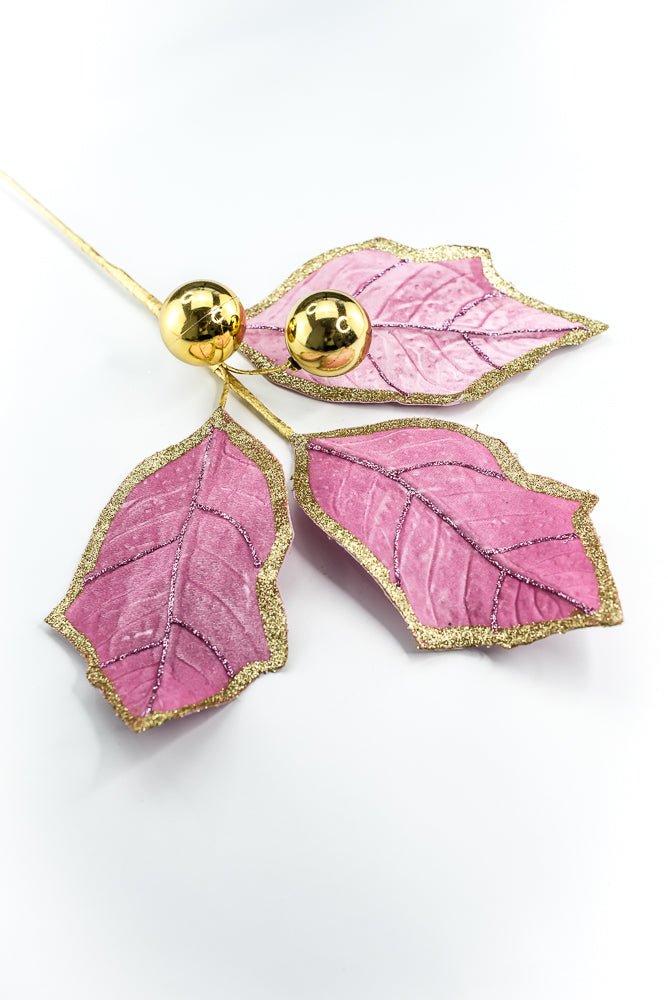 Pink and Gold Holly Leaves Spray - Greenery Market86264PKGD