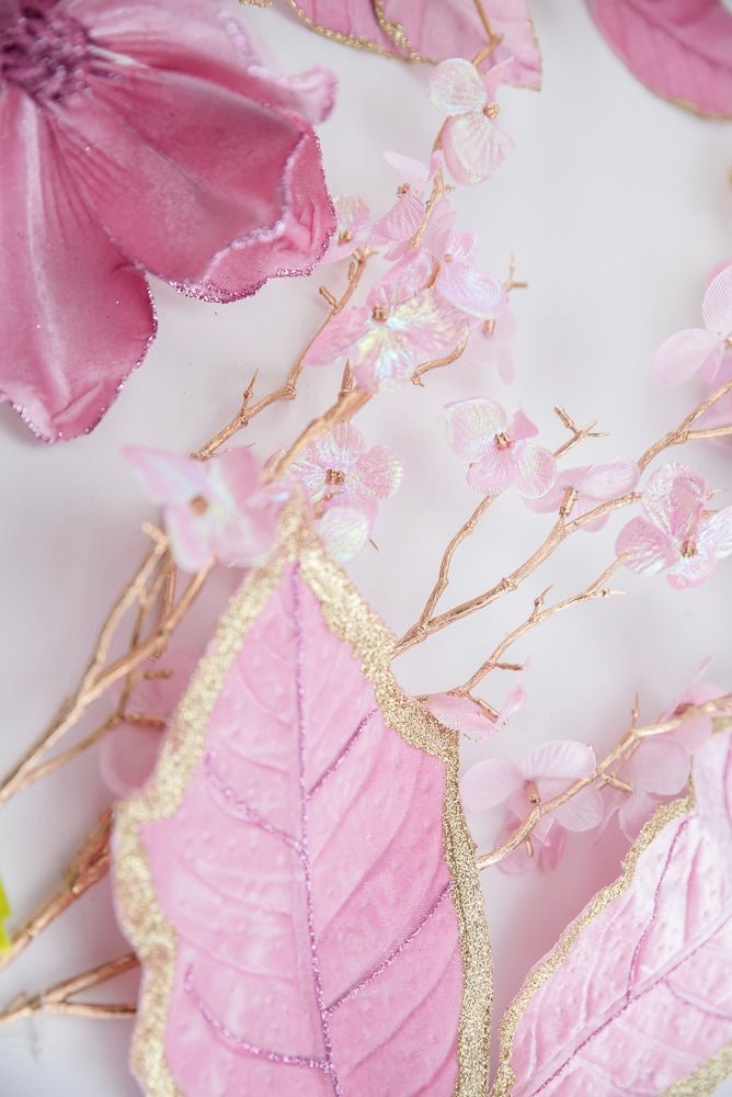Pink and Gold Holly Leaves Spray - Greenery Market86264PKGD