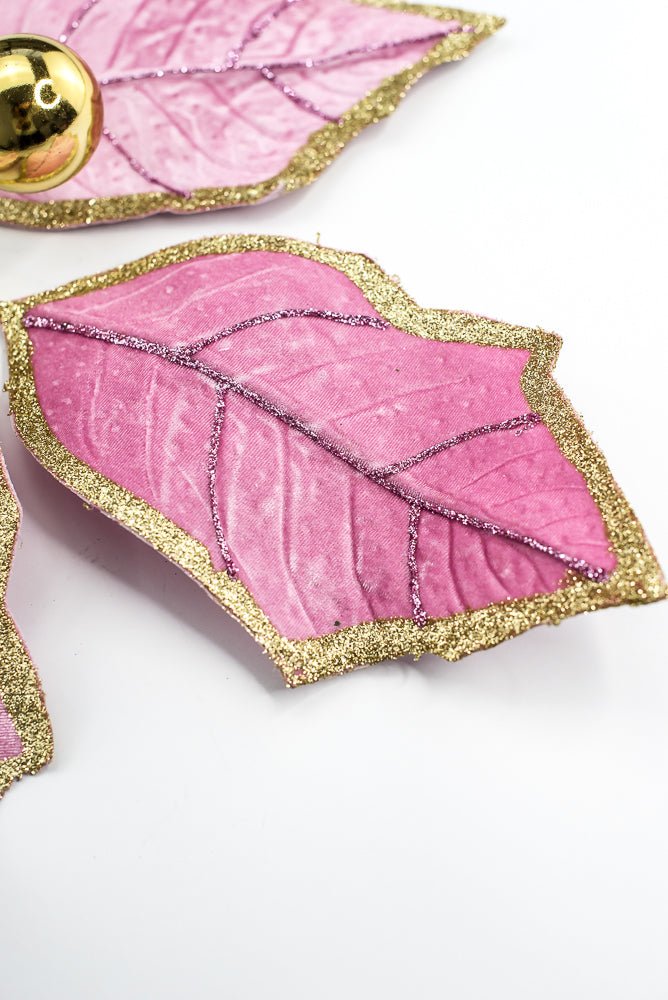 Pink and Gold Holly Leaves Spray - Greenery Market86264PKGD