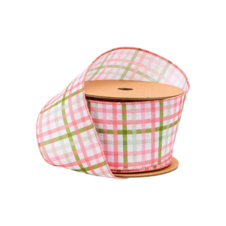 Pink and Green Checked Plaid Wired Ribbon - 2.5" - Greenery MarketWired Ribbon5506W-005-63E