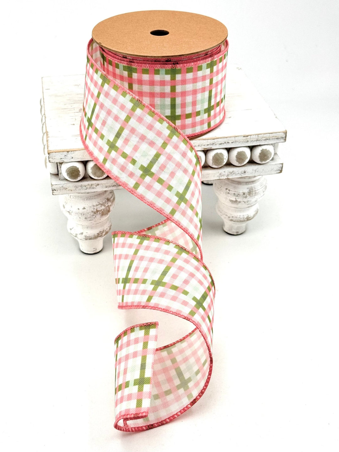 Pink and Green Checked Plaid Wired Ribbon - 2.5" - Greenery MarketWired Ribbon5506W-005-63E