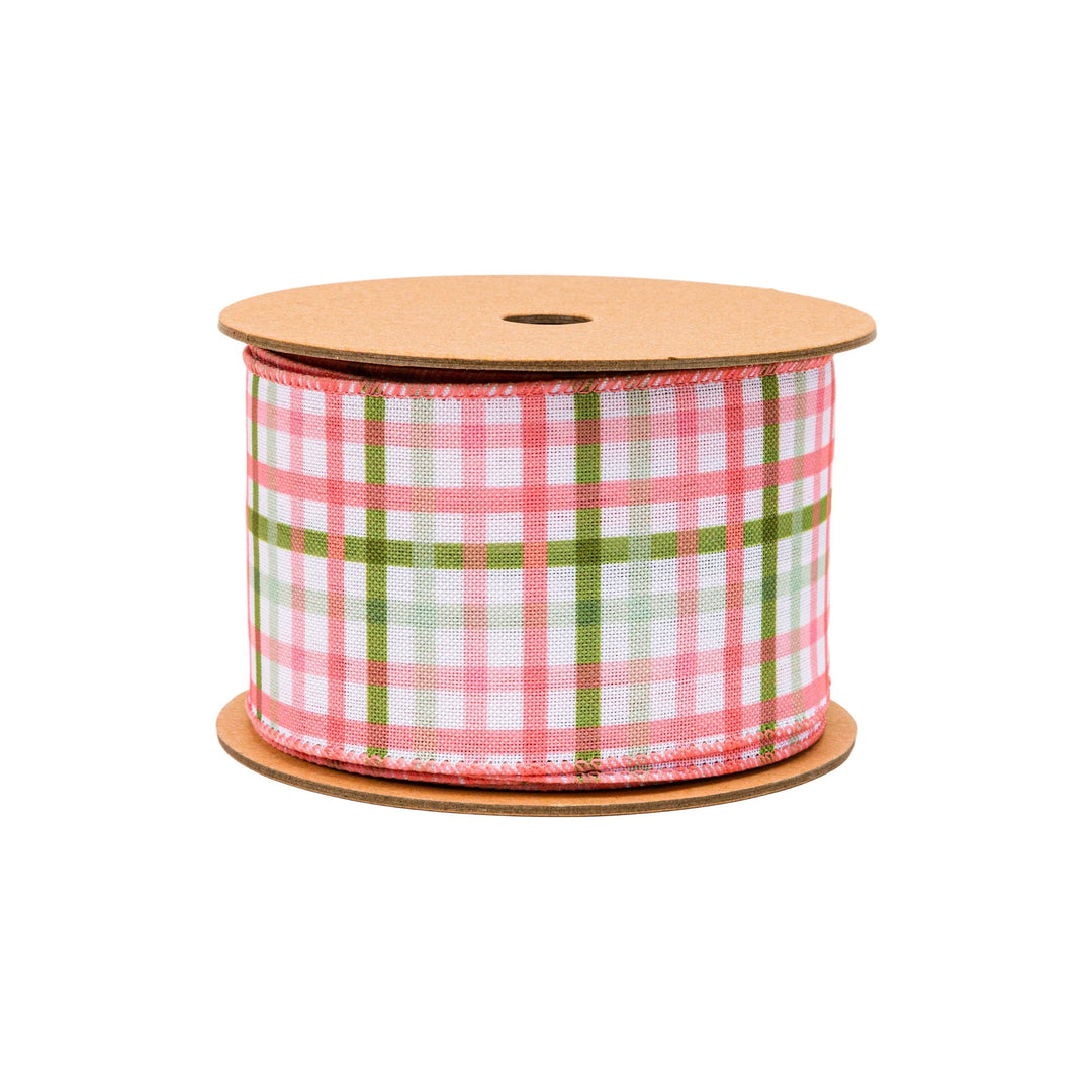 Pink and Green Checked Plaid Wired Ribbon - 2.5" - Greenery MarketWired Ribbon5506W-005-63E