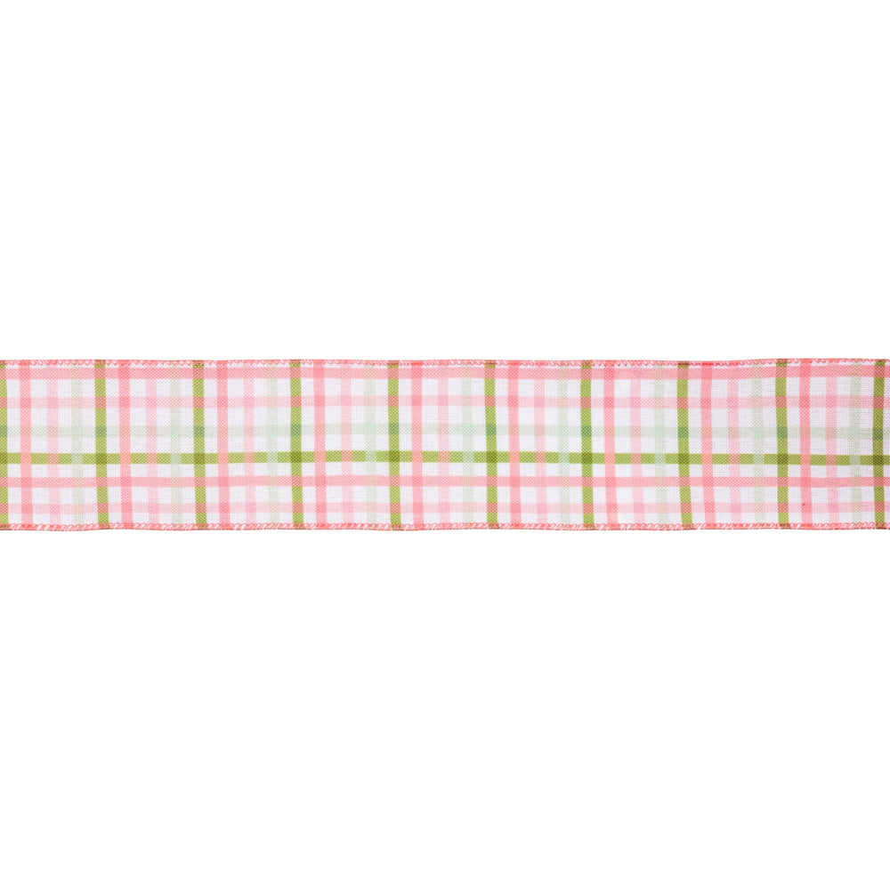 Pink and Green Checked Plaid Wired Ribbon - 2.5" - Greenery MarketWired Ribbon5506W-005-63E