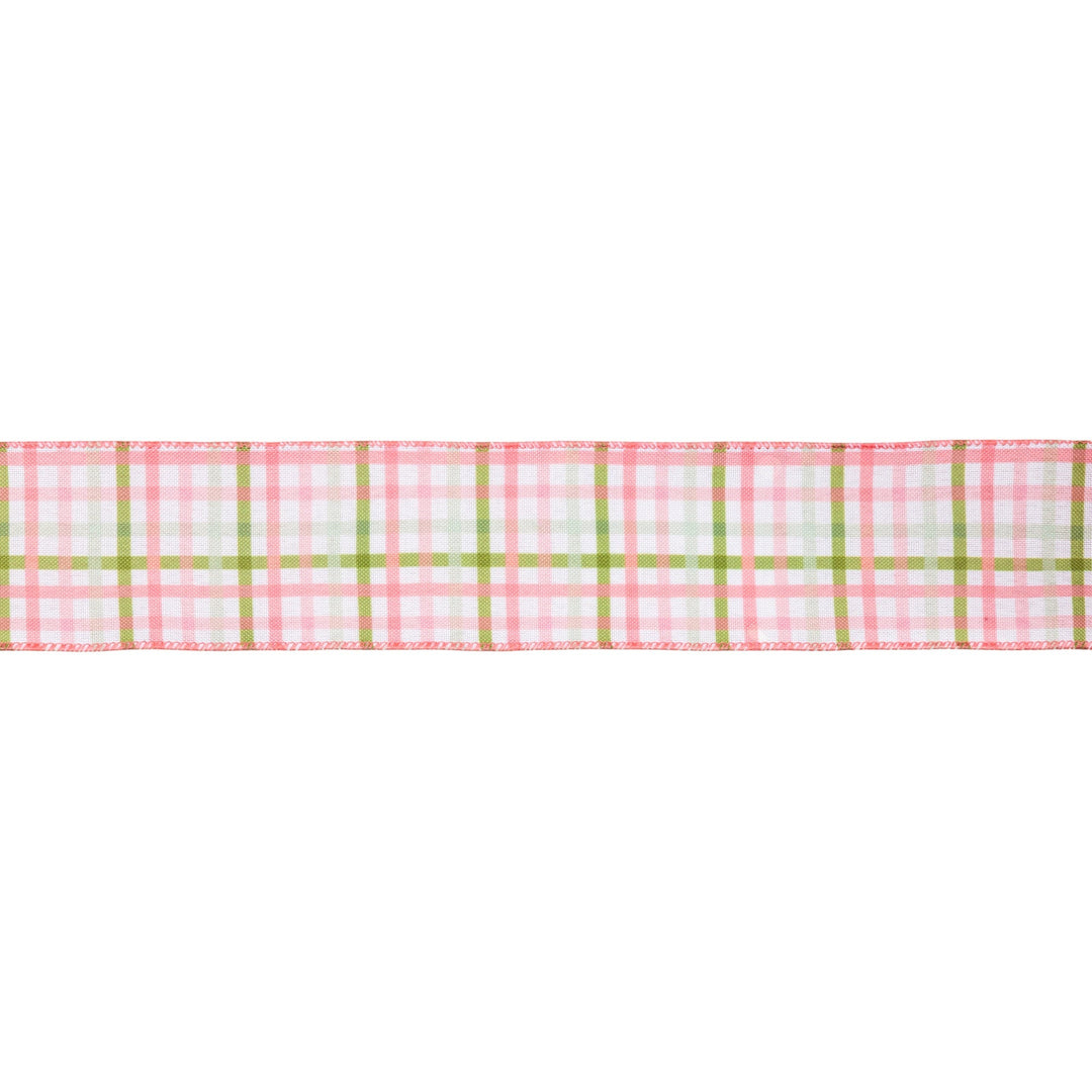 Pink and Green Checked Plaid Wired Ribbon - 2.5" - Greenery MarketWired Ribbon5506W-005-63E