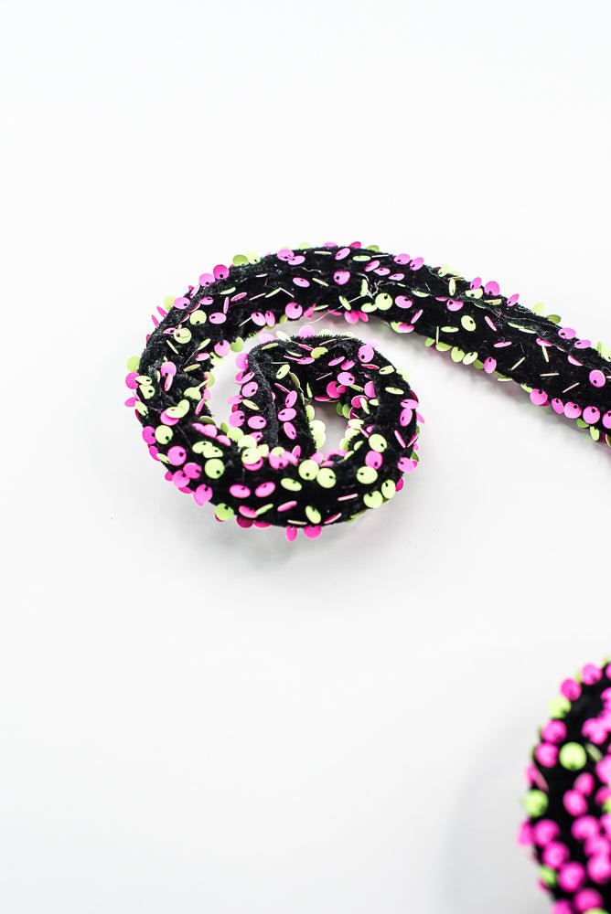 Pink and Green Sequin Spiral Curly Spray - Greenery Market57289BTGN