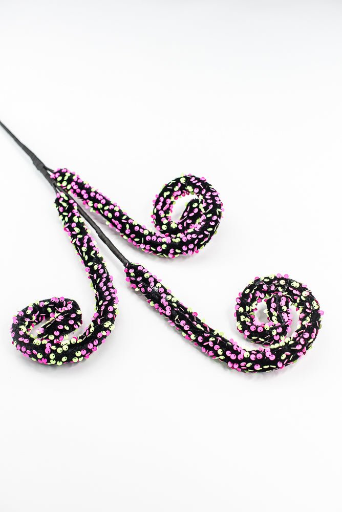 Pink and Green Sequin Spiral Curly Spray - Greenery Market57289BTGN