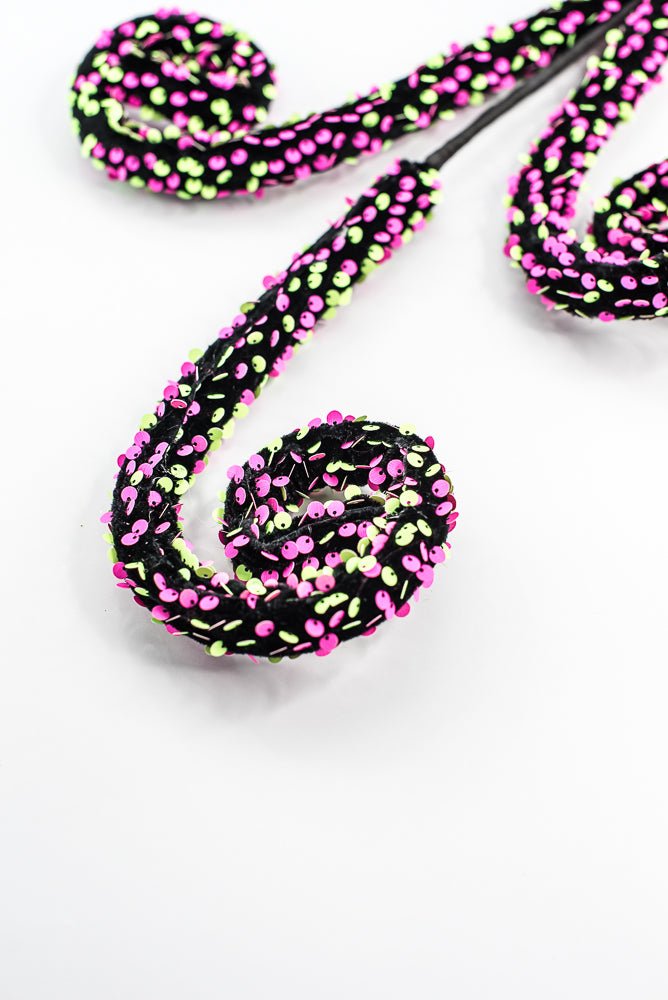 Pink and Green Sequin Spiral Curly Spray - Greenery Market57289BTGN