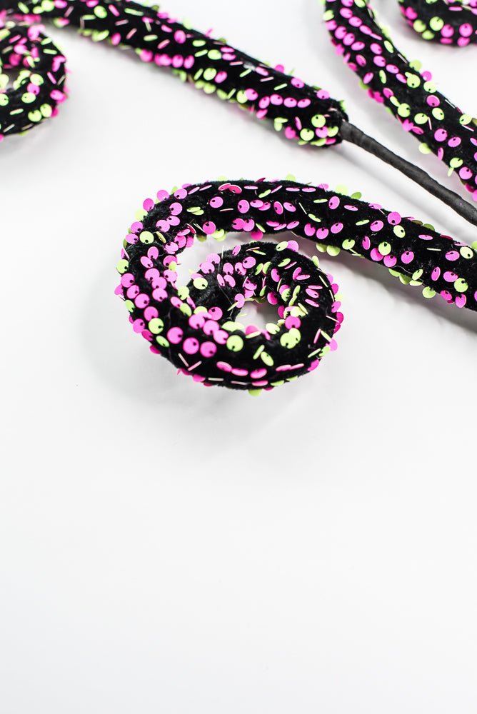 Pink and Green Sequin Spiral Curly Spray - Greenery Market57289BTGN