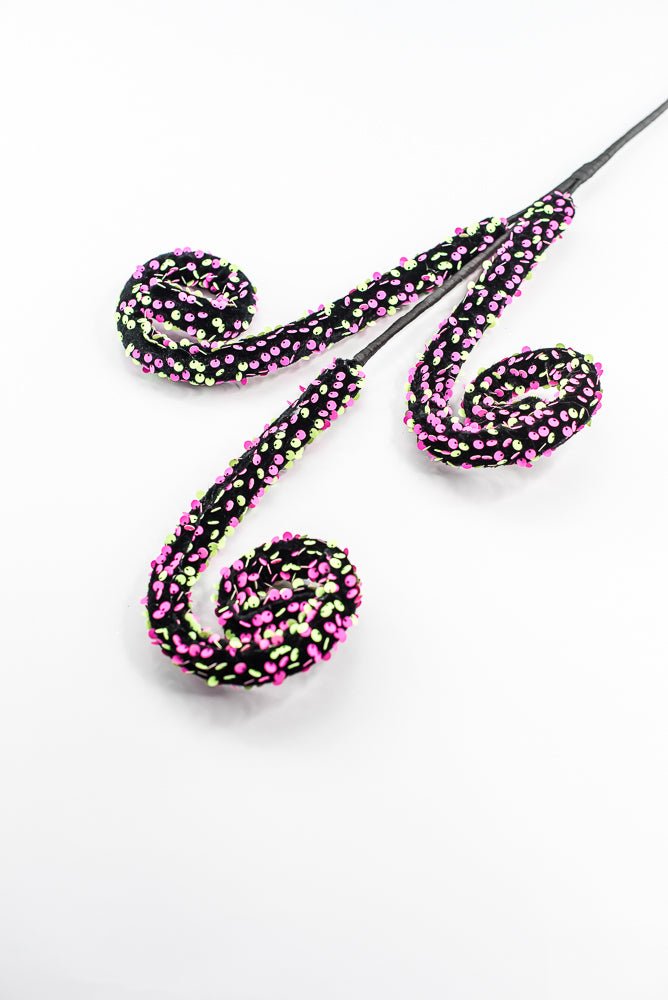 Pink and Green Sequin Spiral Curly Spray - Greenery Market57289BTGN