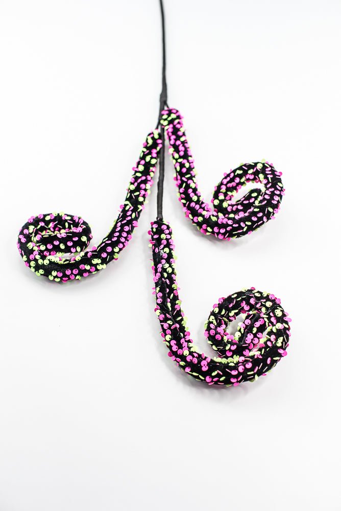 Pink and Green Sequin Spiral Curly Spray - Greenery Market57289BTGN