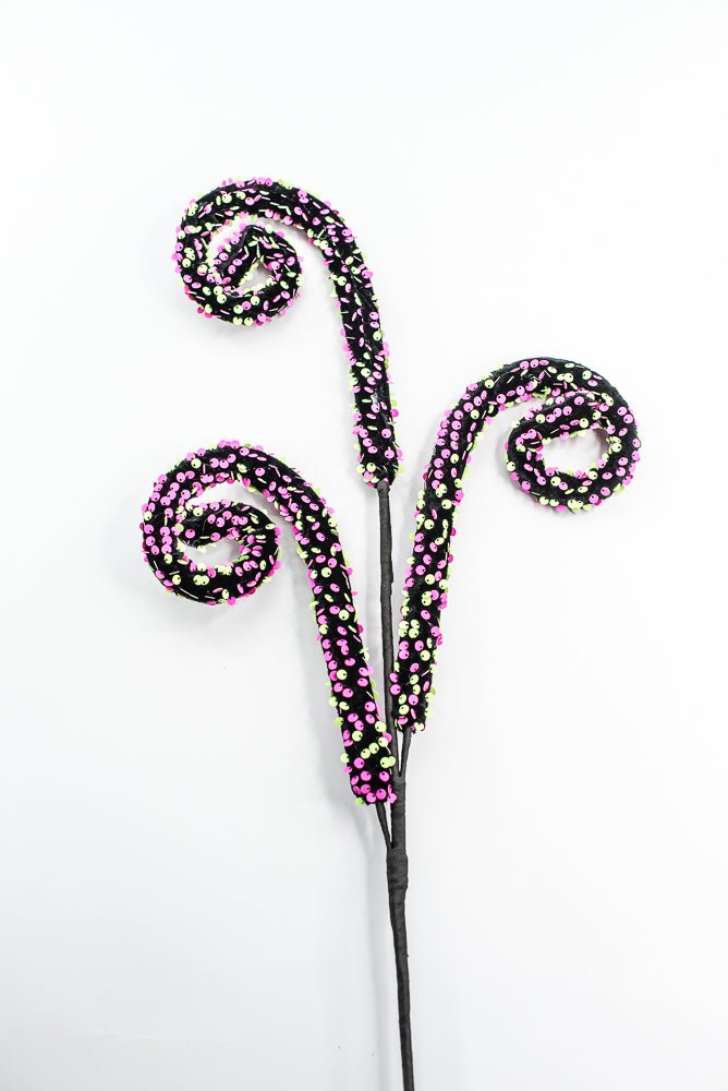 Pink and Green Sequin Spiral Curly Spray - Greenery Market57289BTGN