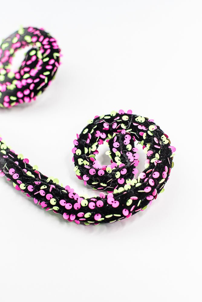 Pink and Green Sequin Spiral Curly Spray - Greenery Market57289BTGN