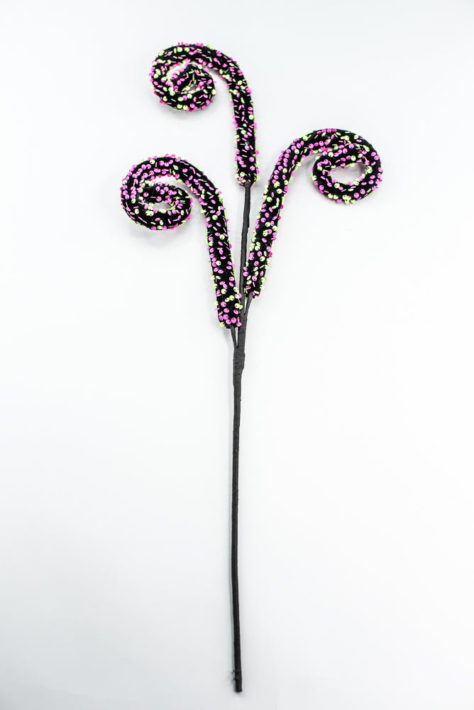 Pink and Green Sequin Spiral Curly Spray - Greenery Market57289BTGN