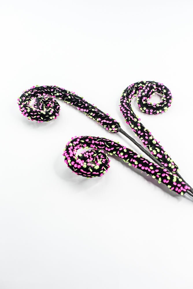 Pink and Green Sequin Spiral Curly Spray - Greenery Market57289BTGN