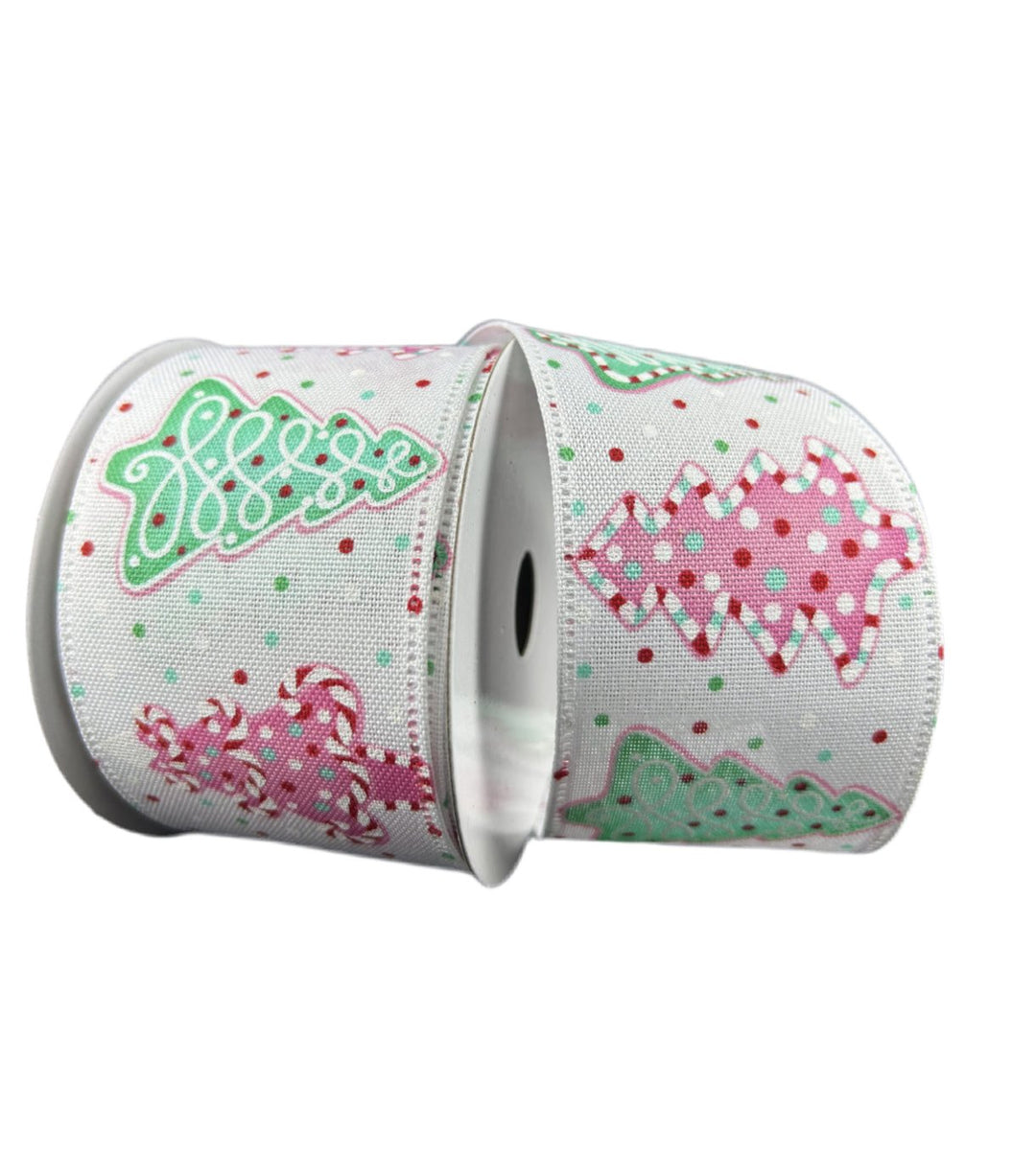 Pink and mint Christmas cookie wired ribbon , 2.5" - Greenery MarketRibbons & Trim76461 - 40 - 06