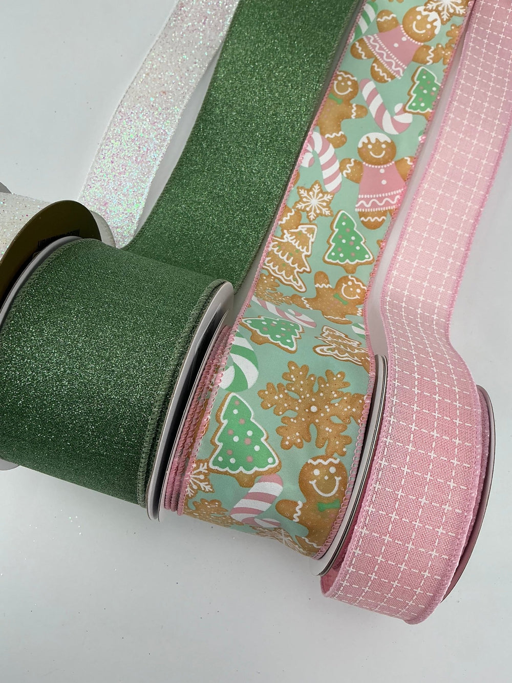 Pink and mint Gingerbread bow bundle x 4 ribbons - Greenery MarketRibbons & TrimGingerpinkX4