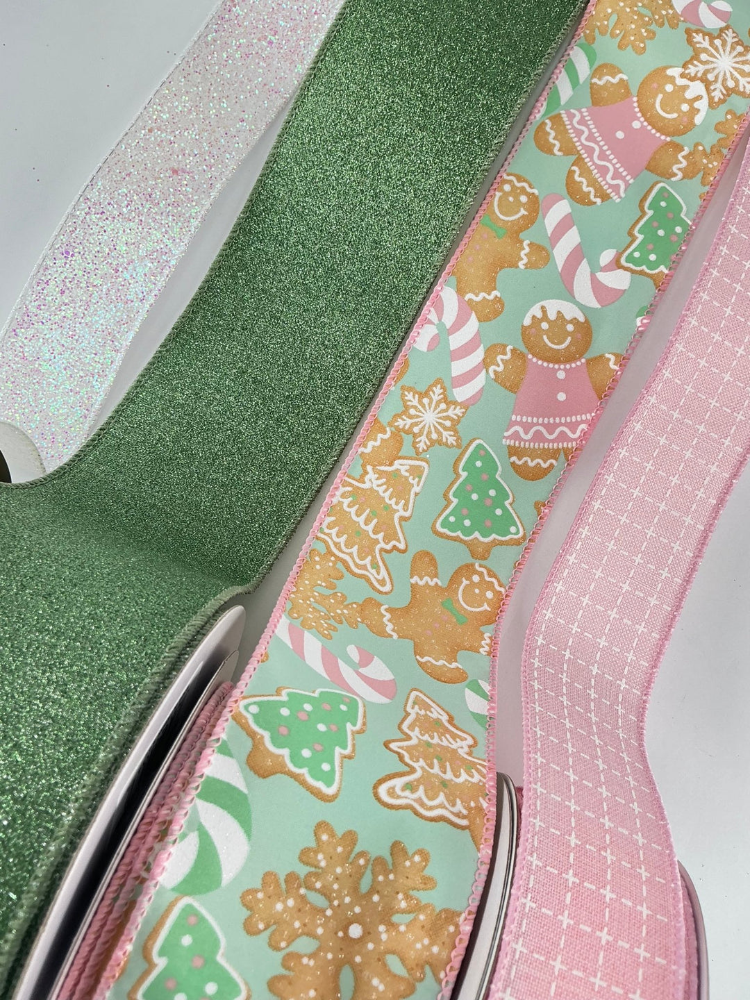 Pink and mint Gingerbread bow bundle x 4 ribbons - Greenery MarketRibbons & TrimGingerpinkX4