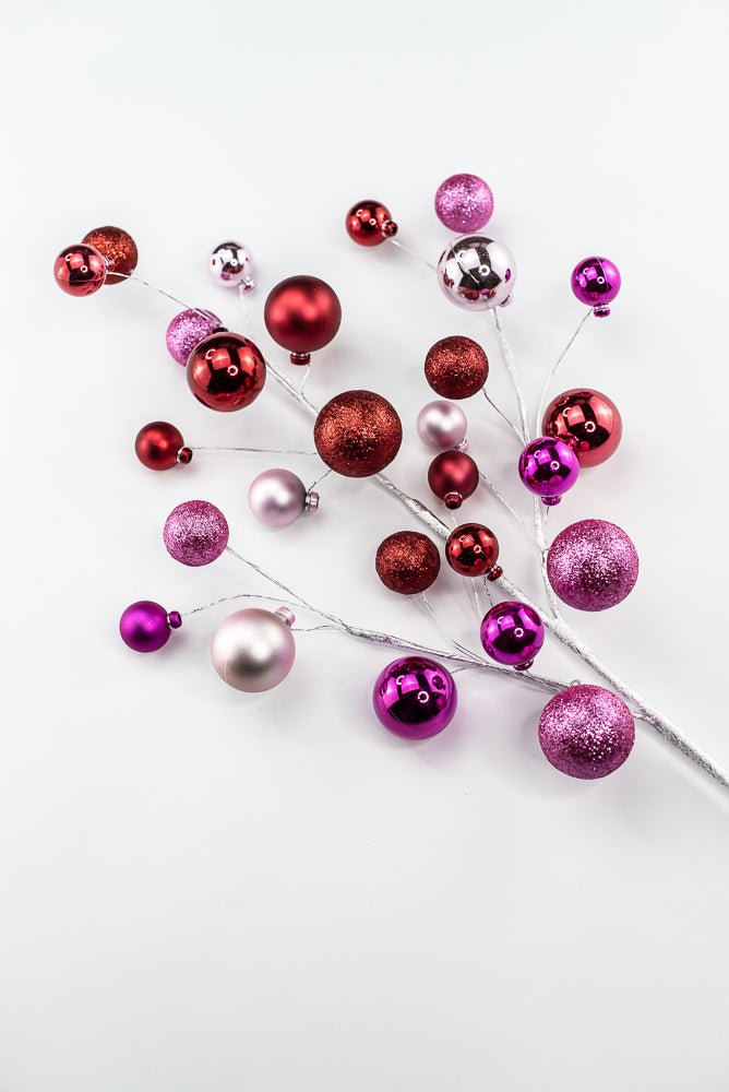 Pink and Red Glitter Mixed Ball Spray - Greenery Market40339-PKBTYRD