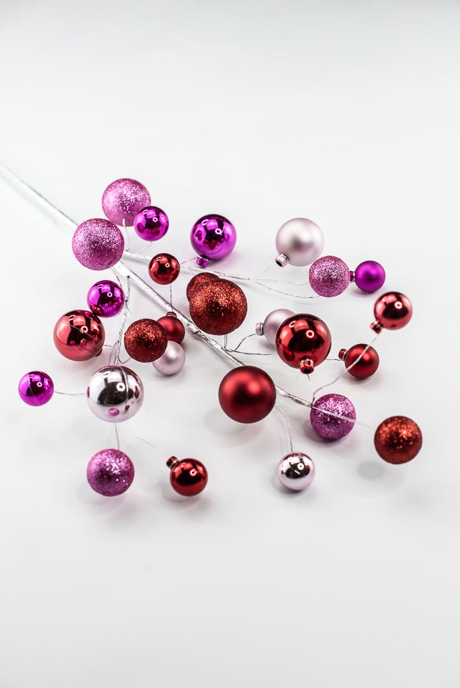 Pink and Red Glitter Mixed Ball Spray - Greenery Market40339-PKBTYRD