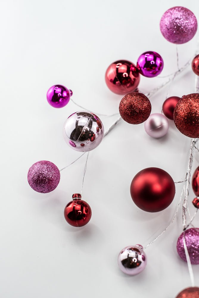 Pink and Red Glitter Mixed Ball Spray - Greenery Market40339-PKBTYRD