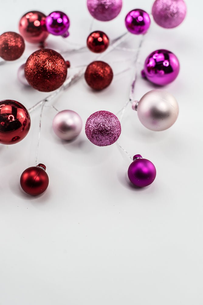 Pink and Red Glitter Mixed Ball Spray - Greenery Market40339-PKBTYRD