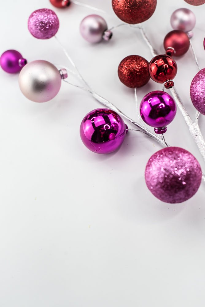 Pink and Red Glitter Mixed Ball Spray - Greenery Market40339-PKBTYRD