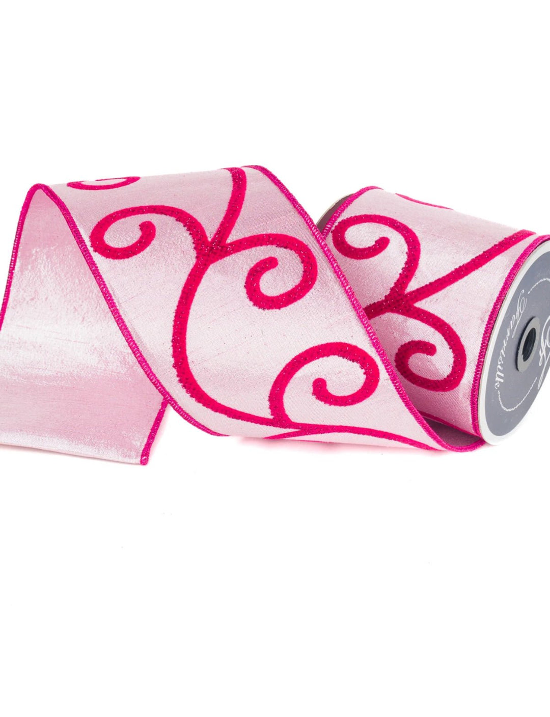 Pink Swirl Ribbons Pink and red swirls 4” farrisilk wired ribbon - Greenery Market