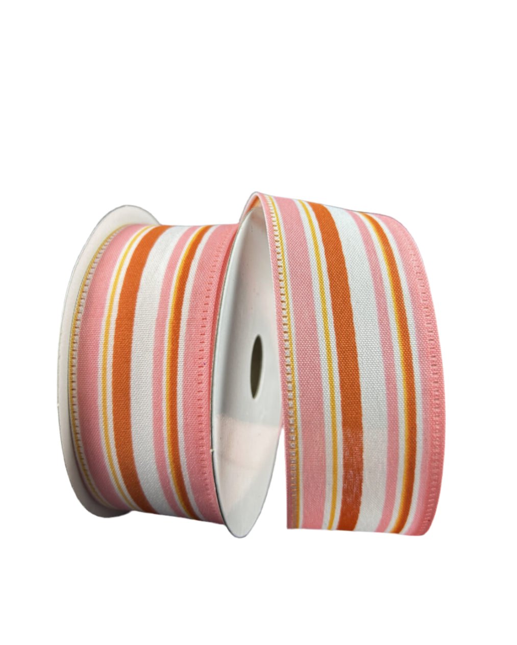 Pink and rust stripe 1.5” wired ribbon - Greenery Market