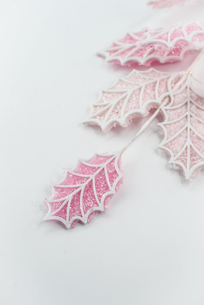 Pink and White Holly Leaves Ball Spray - Greenery Market86245PKWT
