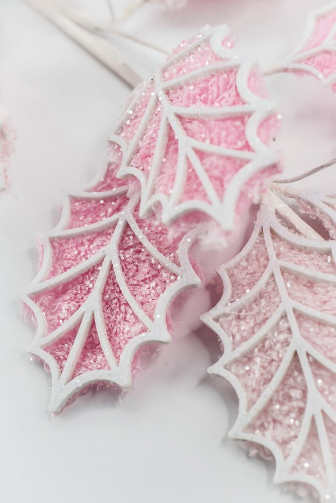 Pink and White Holly Leaves Ball Spray - Greenery Market86245PKWT