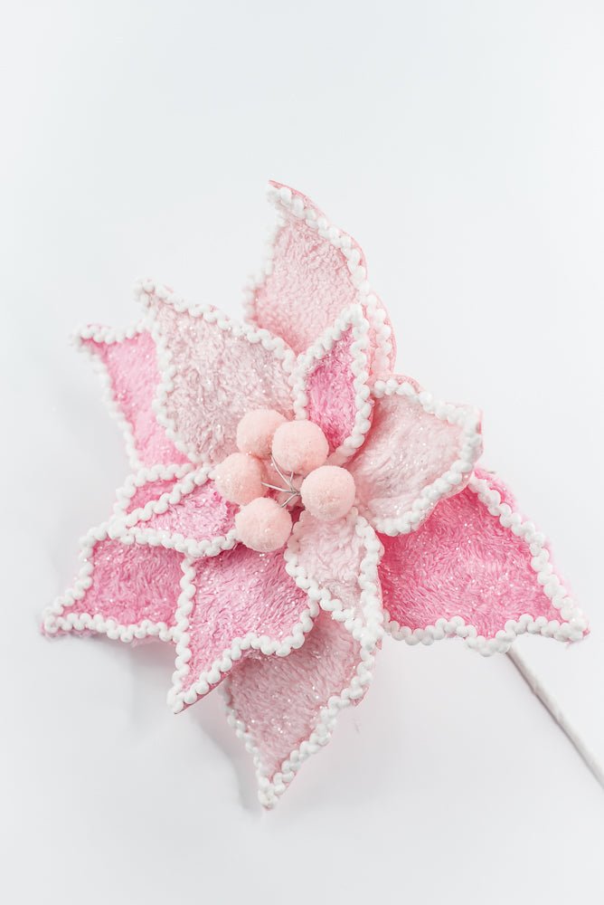 Pink and White Poinsettia Pick - Greenery Market86240PKWT