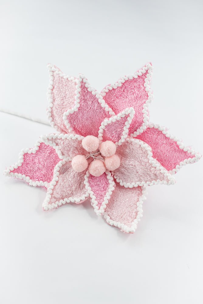 Pink and White Poinsettia Pick - Greenery Market86240PKWT