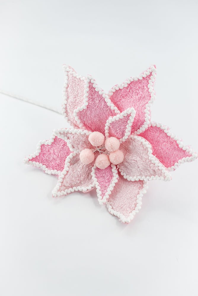 Pink and White Poinsettia Pick - Greenery Market86240PKWT