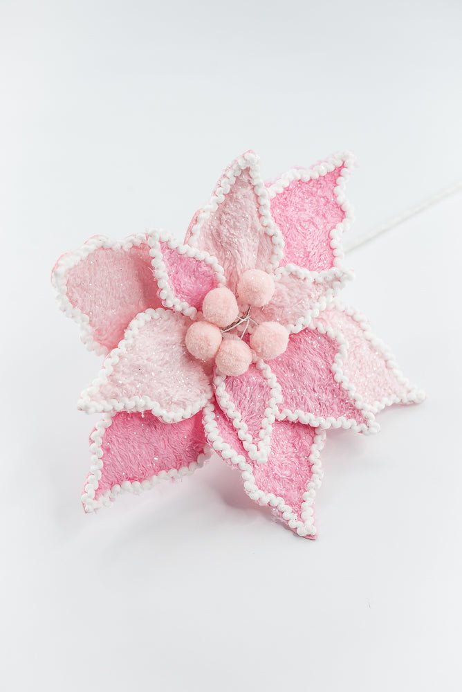 Pink and White Poinsettia Pick - Greenery Market86240PKWT