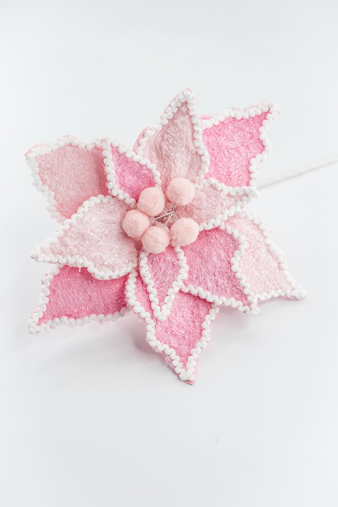 Pink and White Poinsettia Pick - Greenery Market86240PKWT