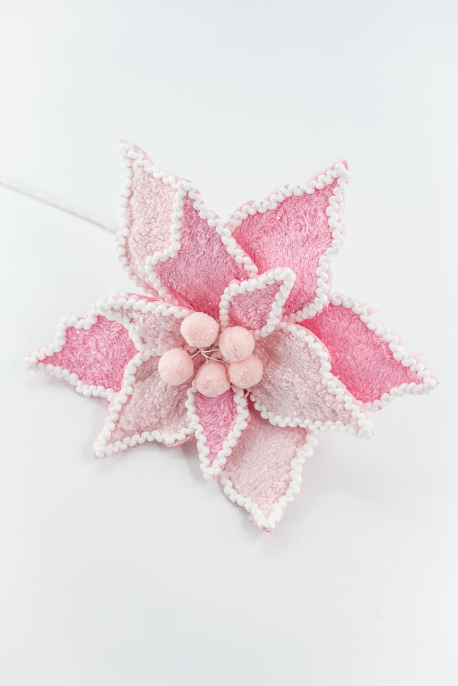 Pink and White Poinsettia Pick - Greenery Market86240PKWT