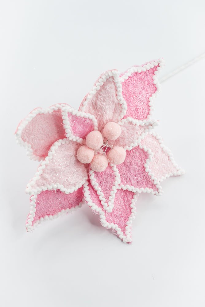 Pink and White Poinsettia Pick - Greenery Market86240PKWT