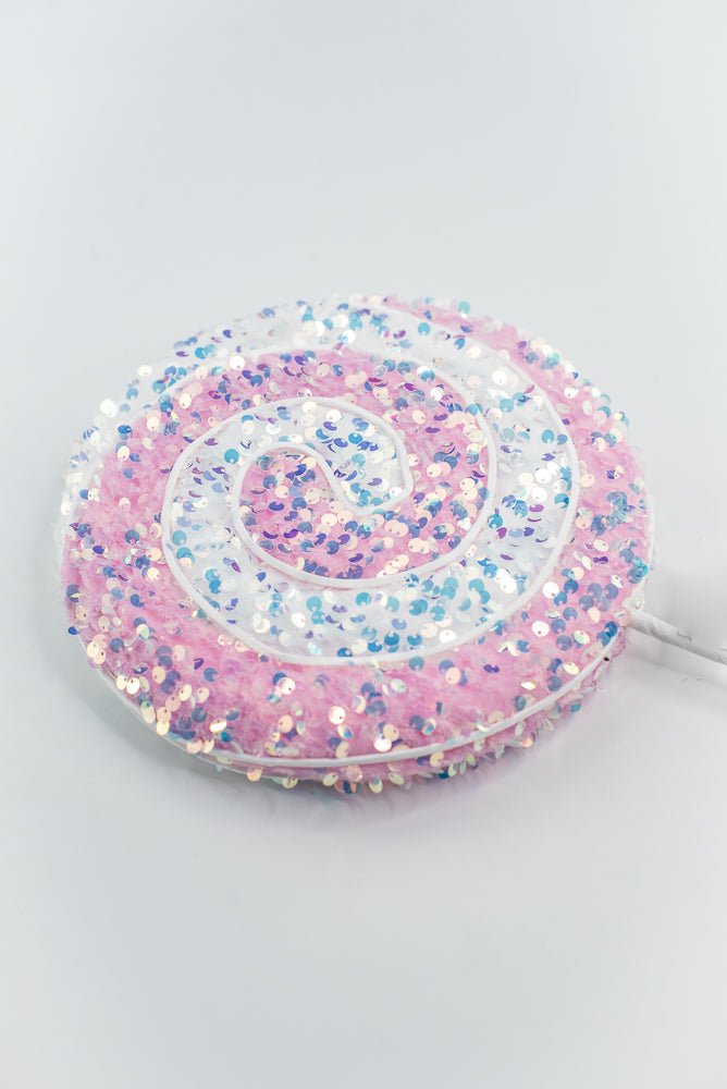 Pink and White Sequin Lollipop Stem - GM Exclusive - Greenery MarketGM2131PKWT