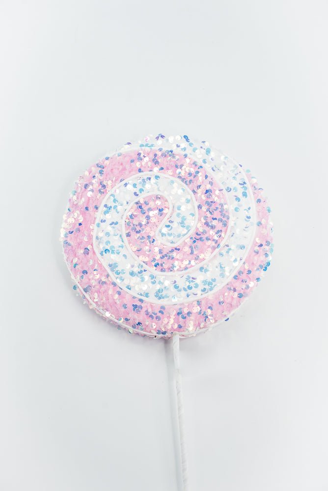 Pink and White Sequin Lollipop Stem - GM Exclusive - Greenery MarketGM2131PKWT