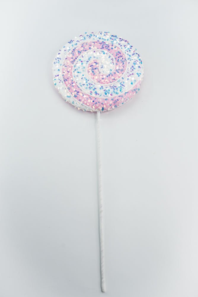 Pink and White Sequin Lollipop Stem - GM Exclusive - Greenery MarketGM2131PKWT