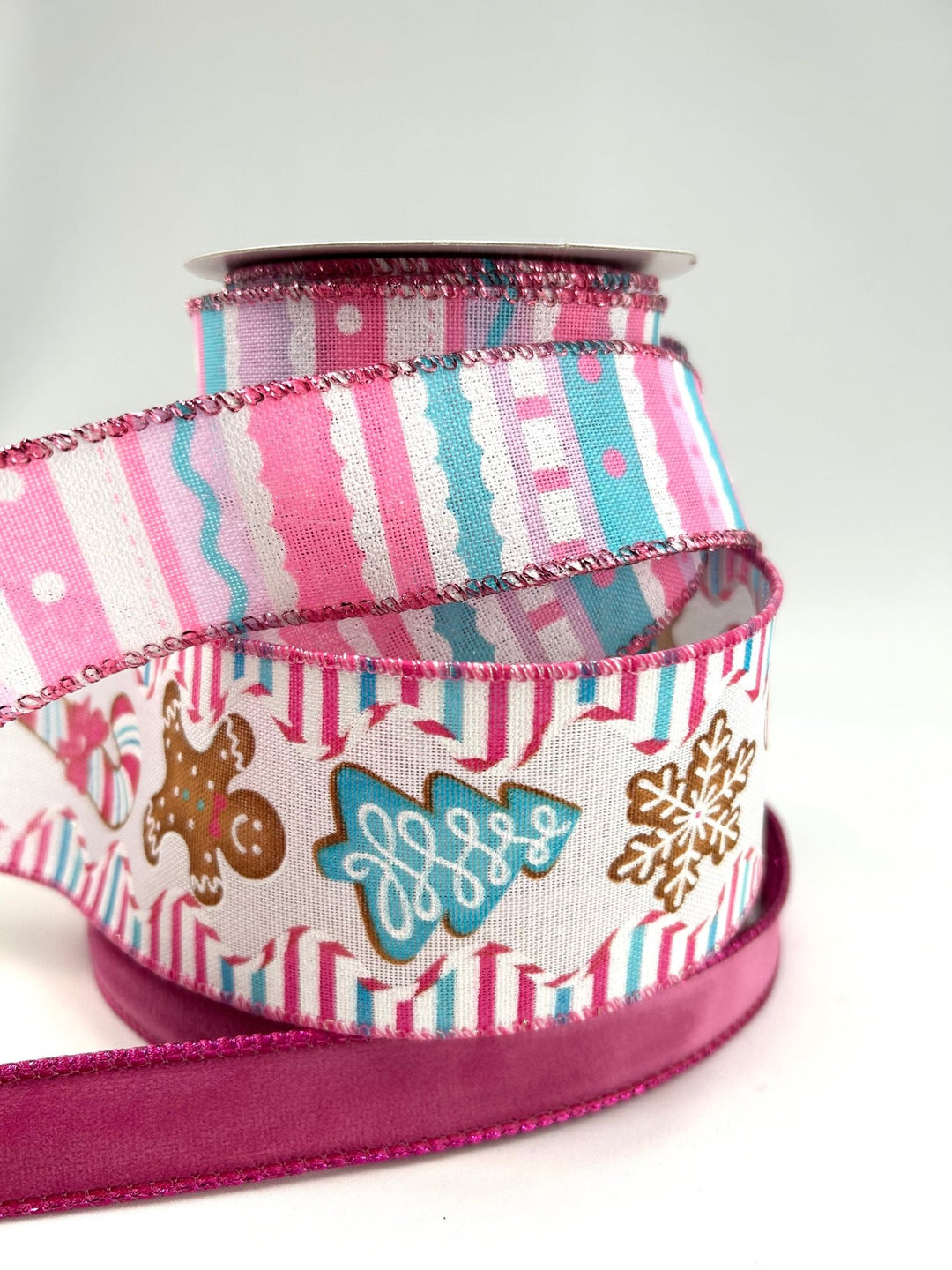 Pink Aqua Blue Gingerbread Bow Bundle x 3 Wired Ribbons - Greenery MarketRibbons & TrimHotGingerx3