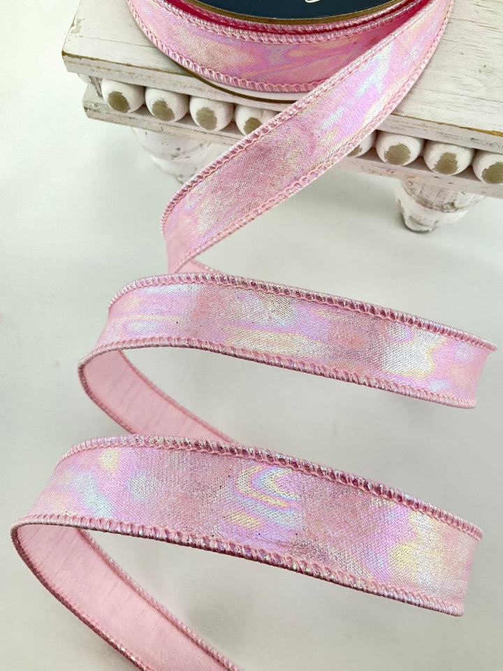 Pink Aurora Light Farrisilk Wired Ribbon - 1" - Greenery MarketRK867-14
