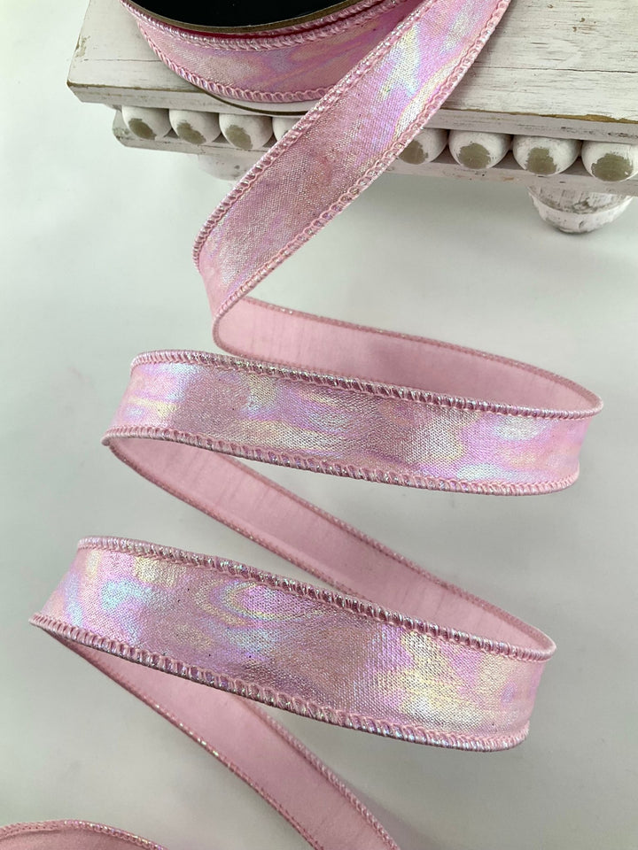 Pink Aurora Light Farrisilk Wired Ribbon - 1" - Greenery MarketRK867-14